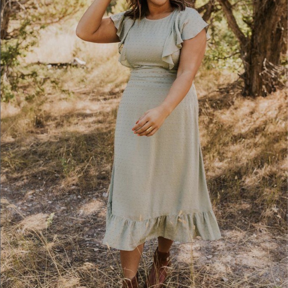 Roolee Small Sage Green Midi Nursing Dress